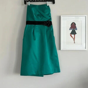 David's Bridal Gold Satin Dress Sz 4